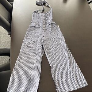 Reformation Blue and White Gingham Jumpsuit